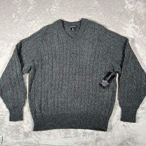 New Garret Scott Sweater Mens XL Gray 100% Shetland Wool Cable Knit VTG 90's NWT